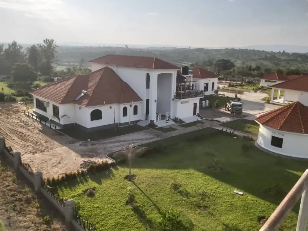 Aerial view of completed construction project